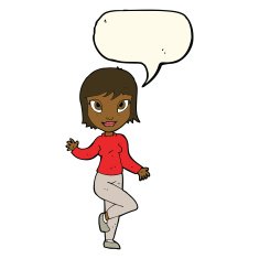cartoon pretty woman waving with speech bubble N58
