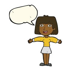 cartoon excited woman with speech bubble N86