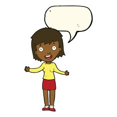 cartoon excited woman with speech bubble N87