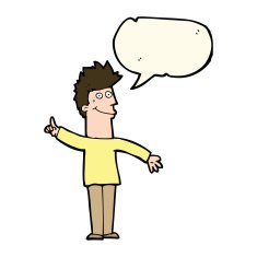 cartoon man with idea speech bubble N69