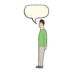 cartoon tall man with speech bubble N7