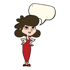 cartoon girl with hands on hips speech bubble N13