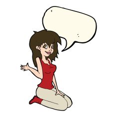 cartoon pretty girl waving with speech bubble N21