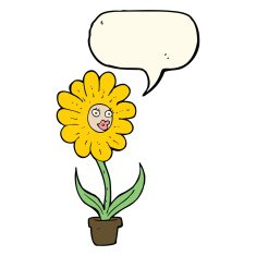 cartoon flower with speech bubble N25