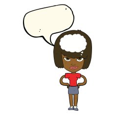 cartoon woman thinking with speech bubble N24