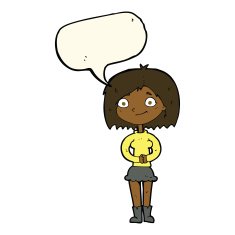 cartoon happy woman with speech bubble N163