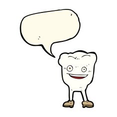 cartoon happy tooth character with speech bubble N4