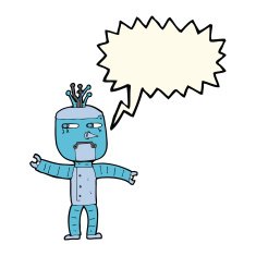 cartoon robot with speech bubble N118