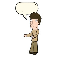 cartoon confused man with speech bubble N26
