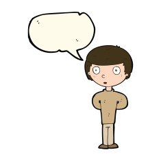 cartoon curious boy with speech bubble N23