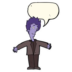 cartoon happy vampire with speech bubble N29