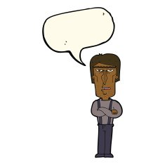 cartoon angry man with speech bubble N57