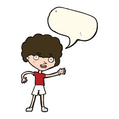 cartoon sporty person with speech bubble N7