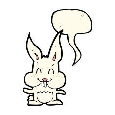cartoon rabbit with speech bubble N54