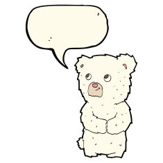 cartoon polar bear cub with speech bubble N52