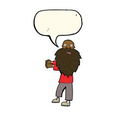 cartoon bearded old man with speech bubble N26