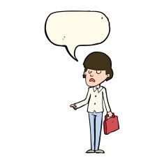 cartoon arrogant businessman pointing with speech bubble N7