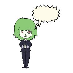 cartoon vampire woman with speech bubble N7
