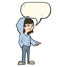 cartoon pointing teenager with speech bubble N7