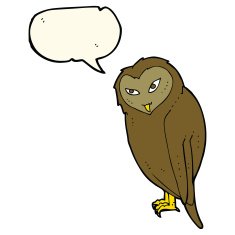 Cartoon owl with speech bubble N40