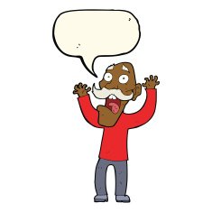 cartoon old man getting a fright with speech bubble N7