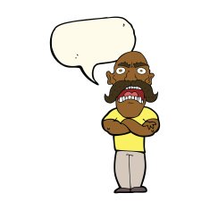 cartoon angry man with speech bubble N59