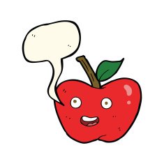 cartoon apple with speech bubble N24