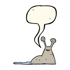 cartoon slug with speech bubble N10