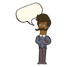 cartoon man with mustache speech bubble N59