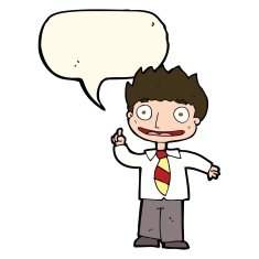 cartoon man with idea speech bubble N71