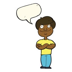 cartoon happy man with speech bubble N306
