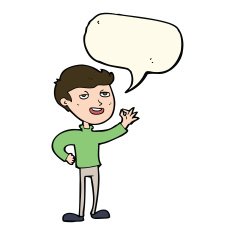 cartoon man making excellent gesture with speech bubble N7