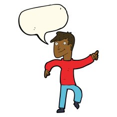 cartoon happy man pointing with speech bubble N41