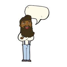 cartoon happy man with beard speech bubble N29