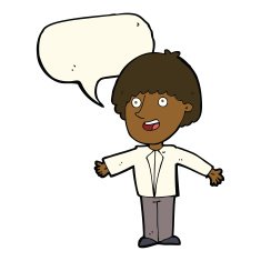 cartoon happy man with speech bubble N308