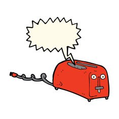 cartoon toaster with speech bubble N4