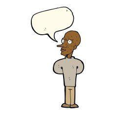 cartoon evil bald man with speech bubble N8