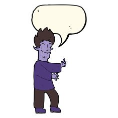 cartoon excited vampire with speech bubble N8