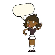 cartoon surprised maid with speech bubble N8