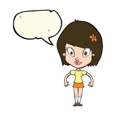 cartoon pretty woman with speech bubble N177