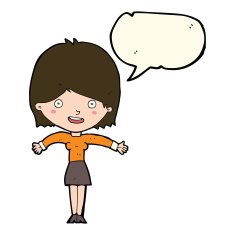 cartoon excited woman with speech bubble N91