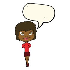 cartoon happy woman with speech bubble N164