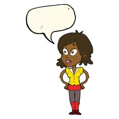 cartoon woman with hands on hips speech bubble N147