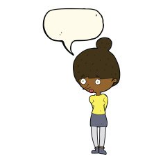 cartoon woman staring with speech bubble N21