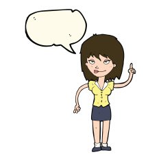 cartoon woman with idea speech bubble N162