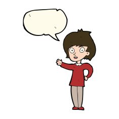 cartoon happy woman with speech bubble N166