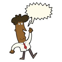 cartoon office man with speech bubble N8