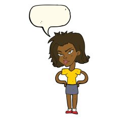 cartoon woman with hands on hips speech bubble N148