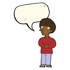 cartoon nervous man with speech bubble N93
