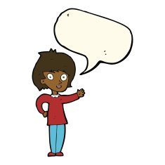 cartoon happy woman with speech bubble N168